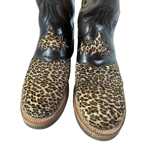 Lucchese 2000 Leopard Cheetah Boots Double Stitched Size 7.5 E - Picture 4 of 9